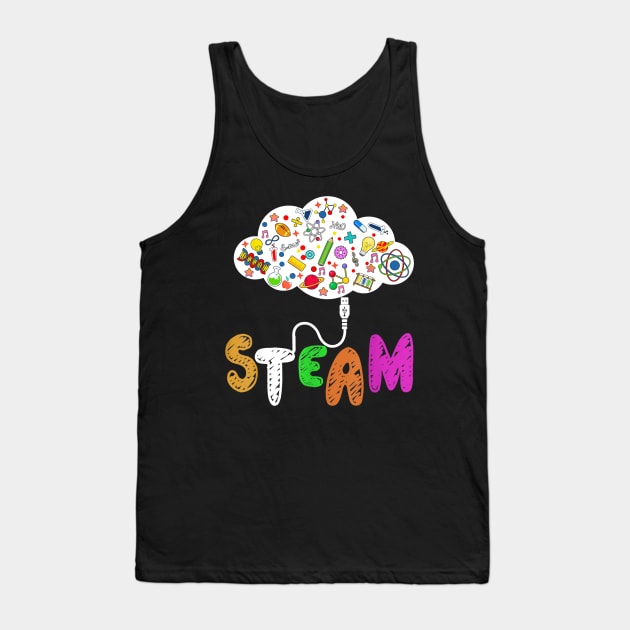 STEAM Teacher and Student Back to School STEM Gift Funny Tank Top by Tane Kagar